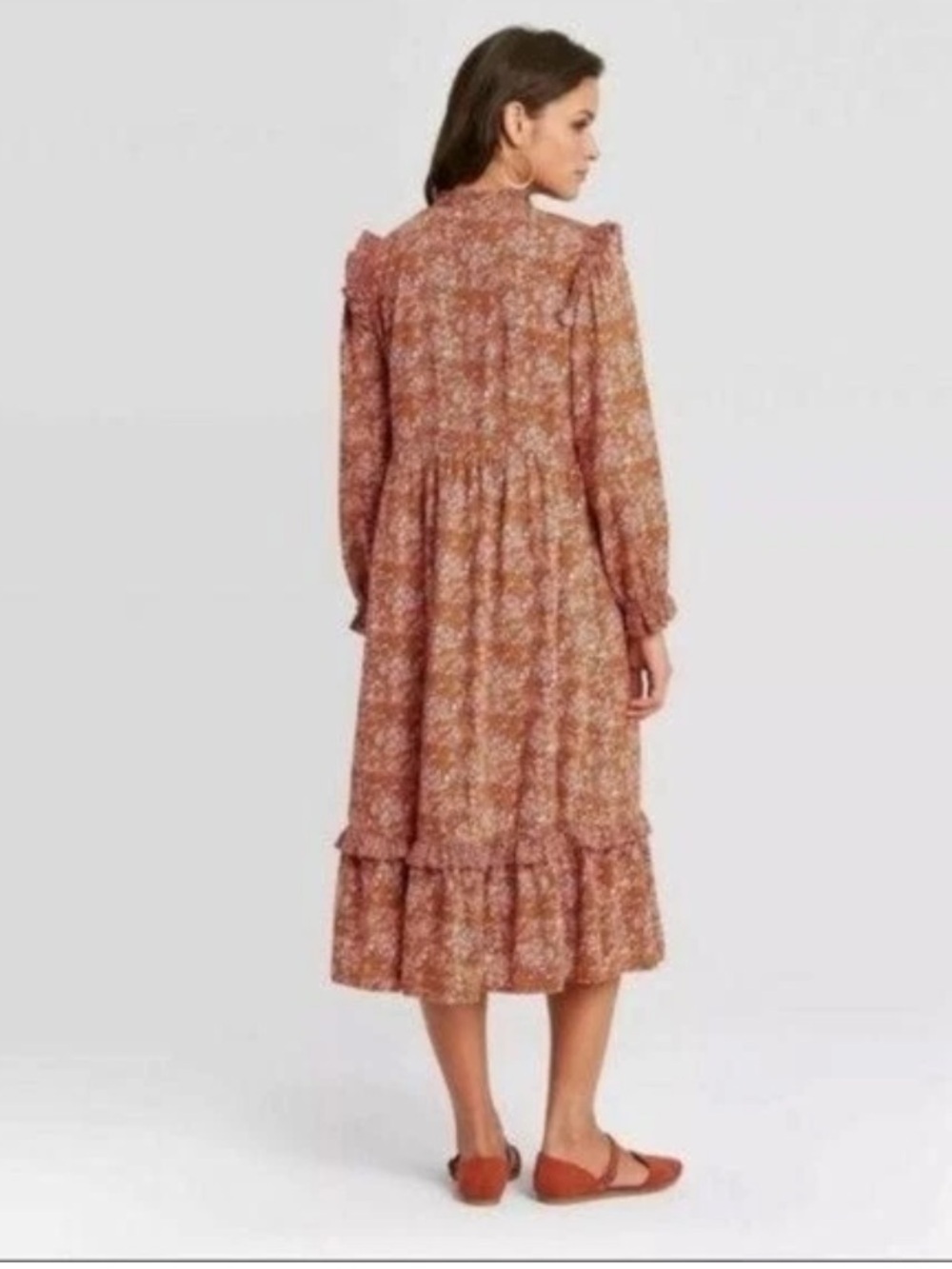 Universal Thread Dress Large Prairie Target Orange Floral Farmcore Country NWOT - Picture 2 of 6